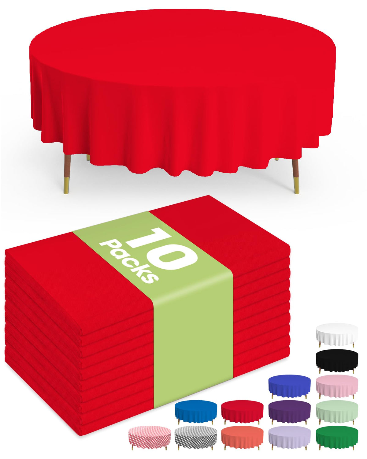 Pureegg Plastic Table Cloth Disposable 54x108 Inch 10 Pack, White