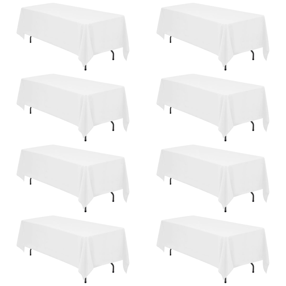 BRILLMAX 6 Pack Ivory Tablecloths 90x132 Inch for 6ft Rectangle Tables