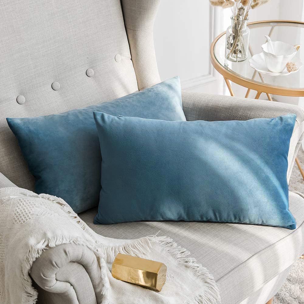 MIULEE Velvet Throw Pillow Covers 18x18 Inch Pack of 2 Dark Blue