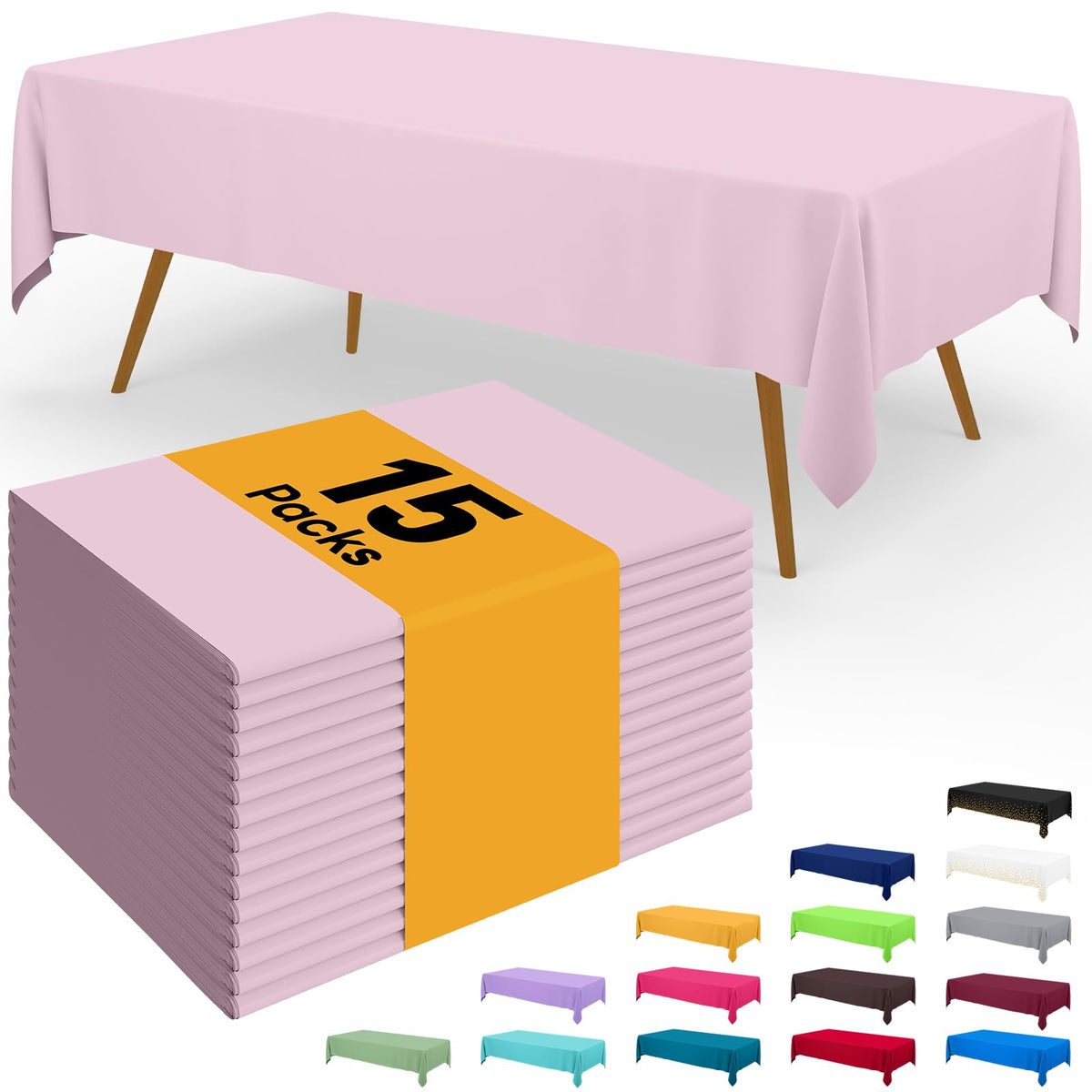 Smiry Disposable Table Cloth - 6 Pack, 54 x 108 Inch Waterproof Rectangle Tablecloths for Parties, Decorative Plastic Table Cover, Leakproof & Sturdy, White
