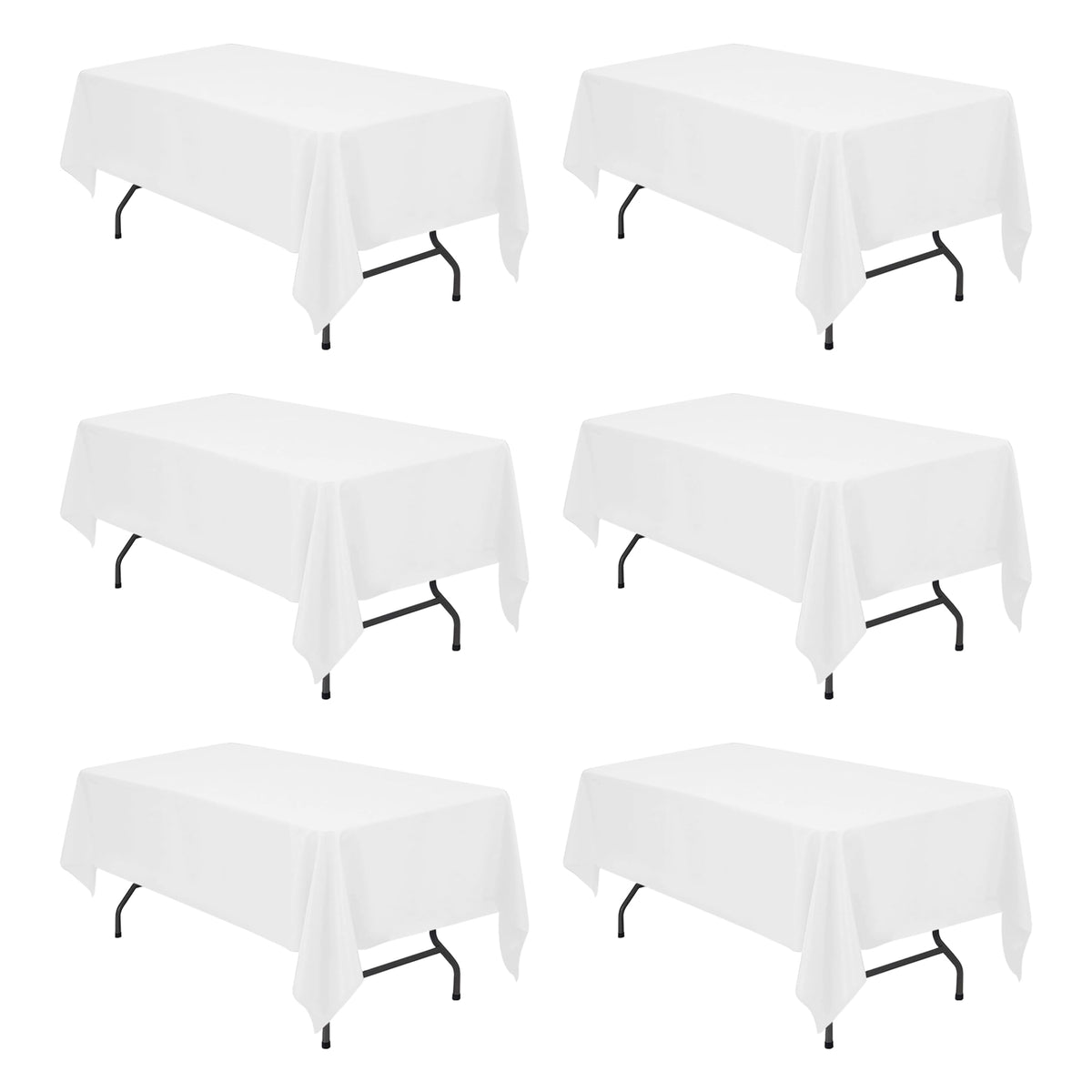 BRILLMAX 6 Pack Ivory Tablecloths 90x132 Inch for 6ft Rectangle Tables
