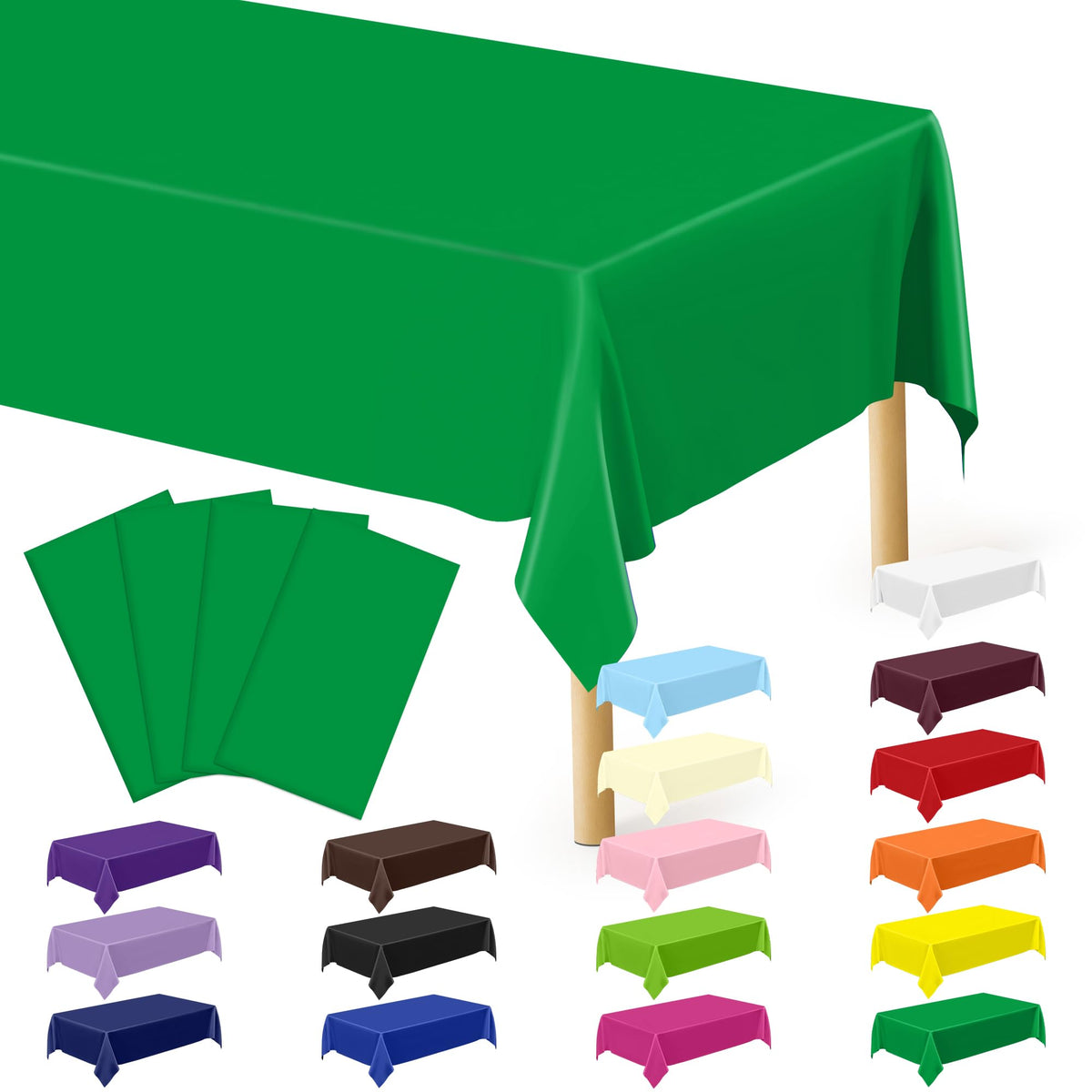 QZYL 4 Packs White Plastic Tablecloth, Large Sturdy Disposable Table Cloth