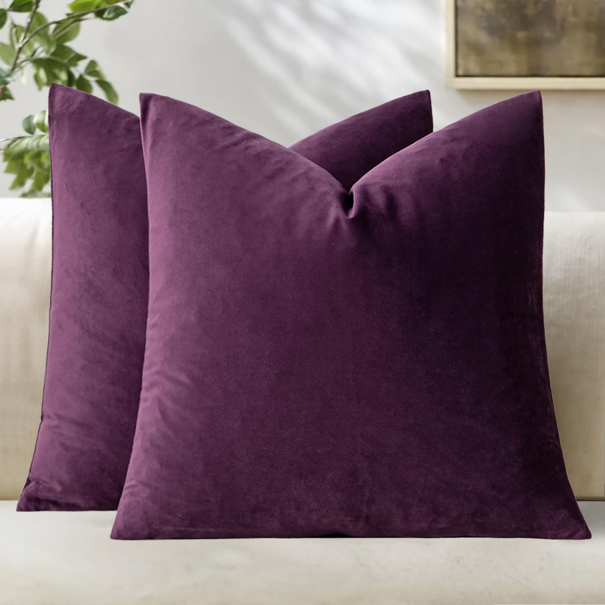 MIULEE Velvet Throw Pillow Covers 18x18 Inch Pack of 2 Dark Blue