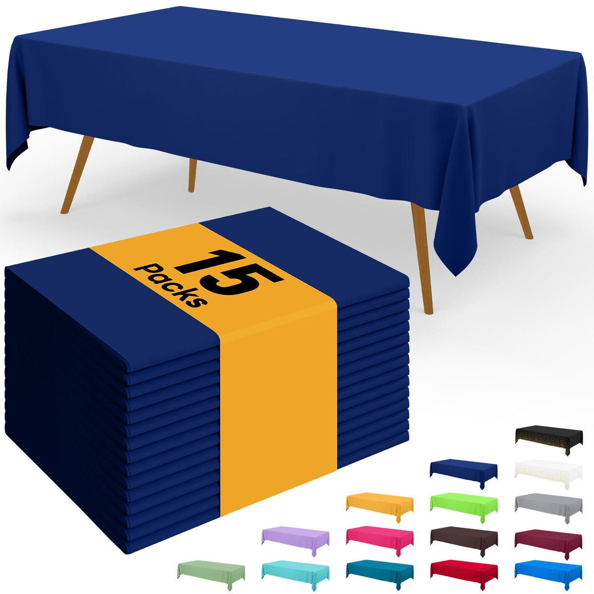 Smiry Disposable Table Cloth - 6 Pack, 54 x 108 Inch Waterproof Rectangle Tablecloths for Parties, Decorative Plastic Table Cover, Leakproof & Sturdy, White
