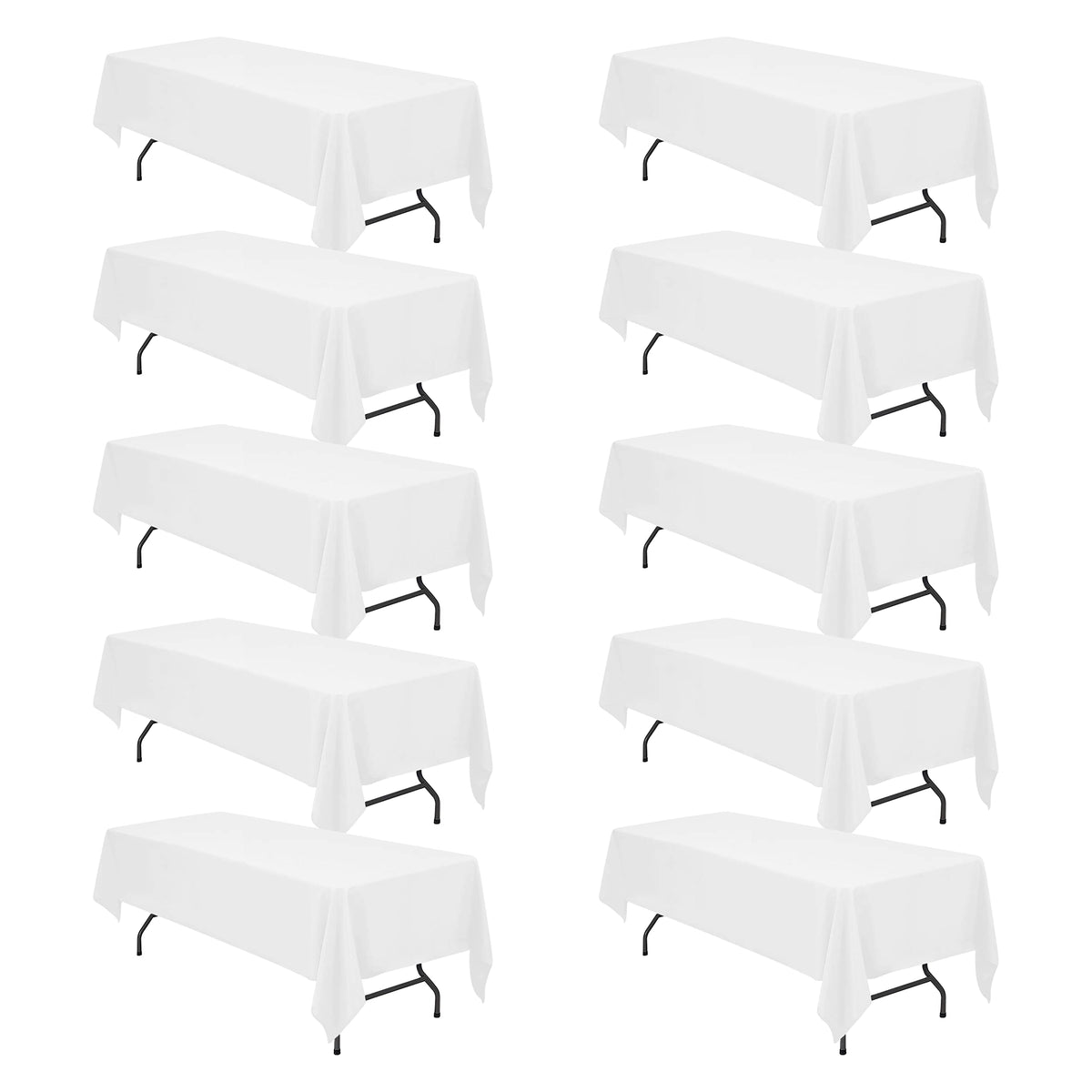 BRILLMAX 6 Pack Ivory Tablecloths 90x132 Inch for 6ft Rectangle Tables