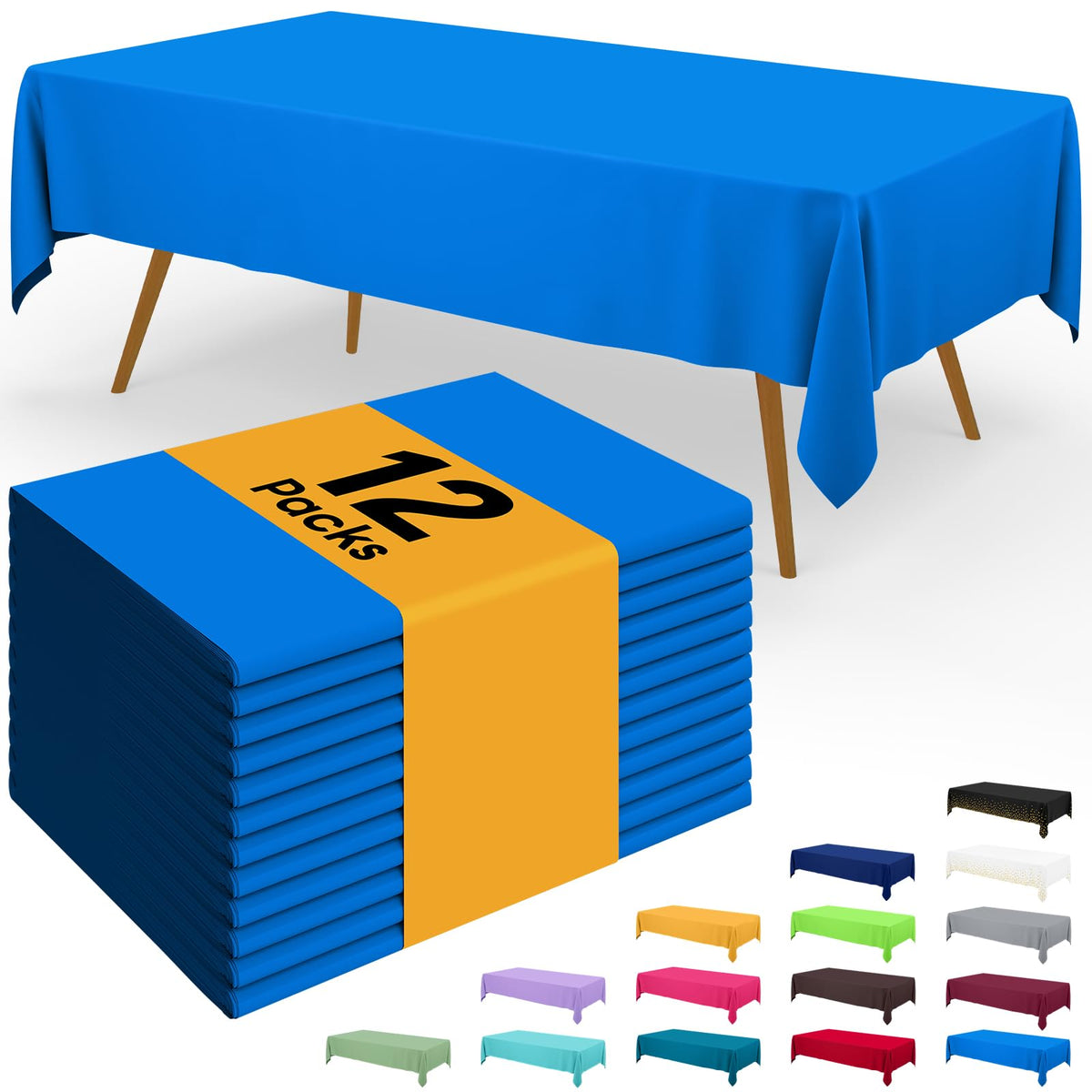 Smiry Disposable Table Cloth - 6 Pack, 54 x 108 Inch Waterproof Rectangle Tablecloths for Parties, Decorative Plastic Table Cover, Leakproof & Sturdy, White