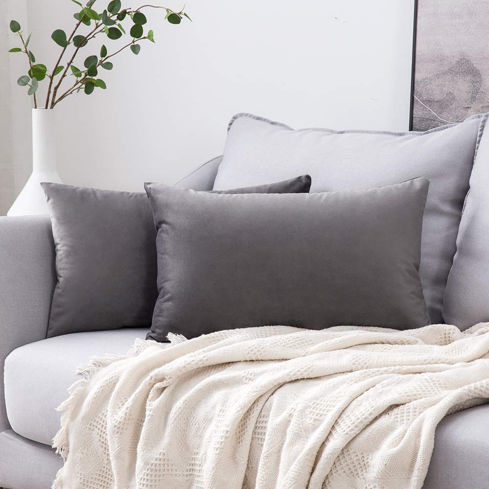 MIULEE Velvet Throw Pillow Covers 18x18 Inch Pack of 2 Dark Blue