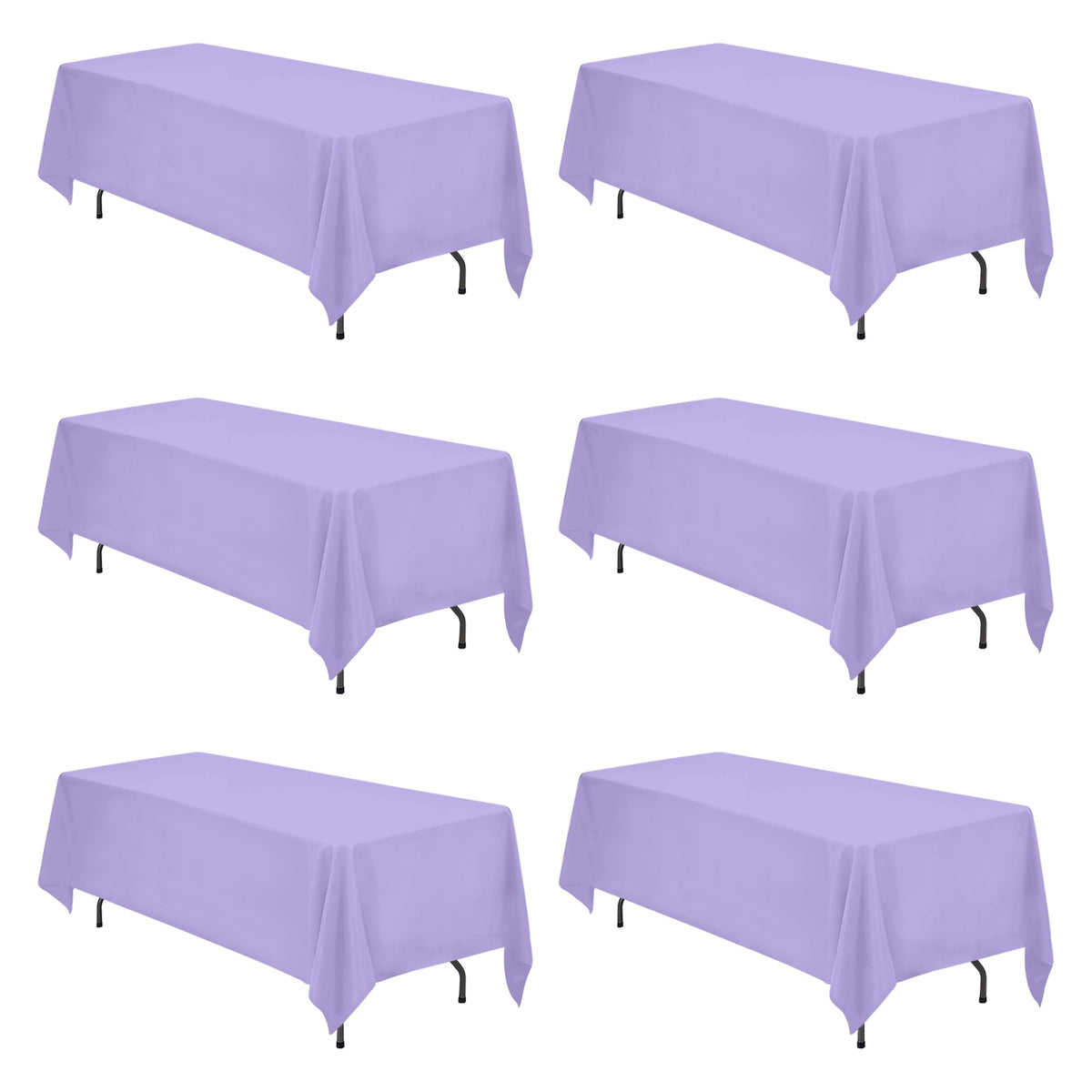 BRILLMAX 6 Pack Ivory Tablecloths 90x132 Inch for 6ft Rectangle Tables
