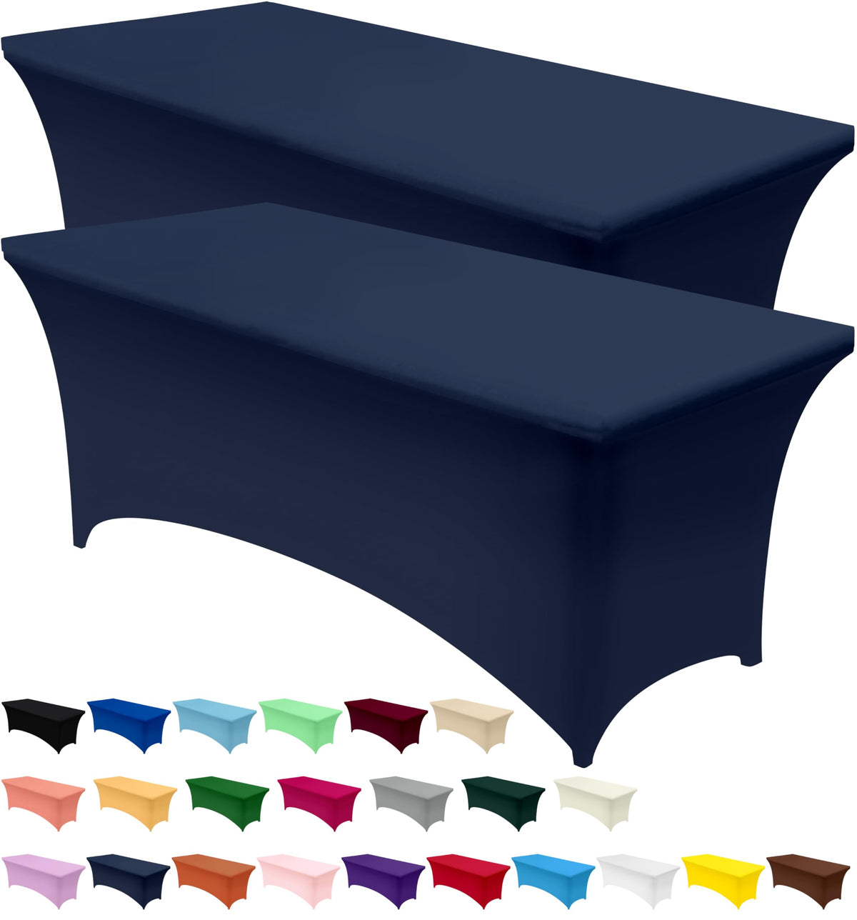 Utopia Kitchen Spandex Tablecloth 2 Pack [6FT, Black] Tight, Fitted, Washable and Wrinkle Resistant Stretch Rectangular Patio Table Cover for Event, Wedding, Banquet & Parties [72Lx30Wx30H Inch]
