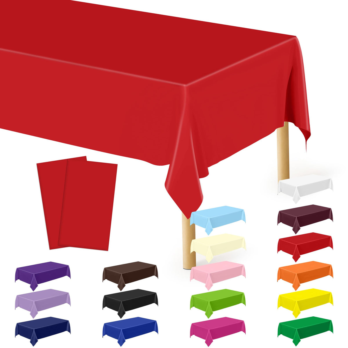 QZYL 4 Packs White Plastic Tablecloth, Large Sturdy Disposable Table Cloth