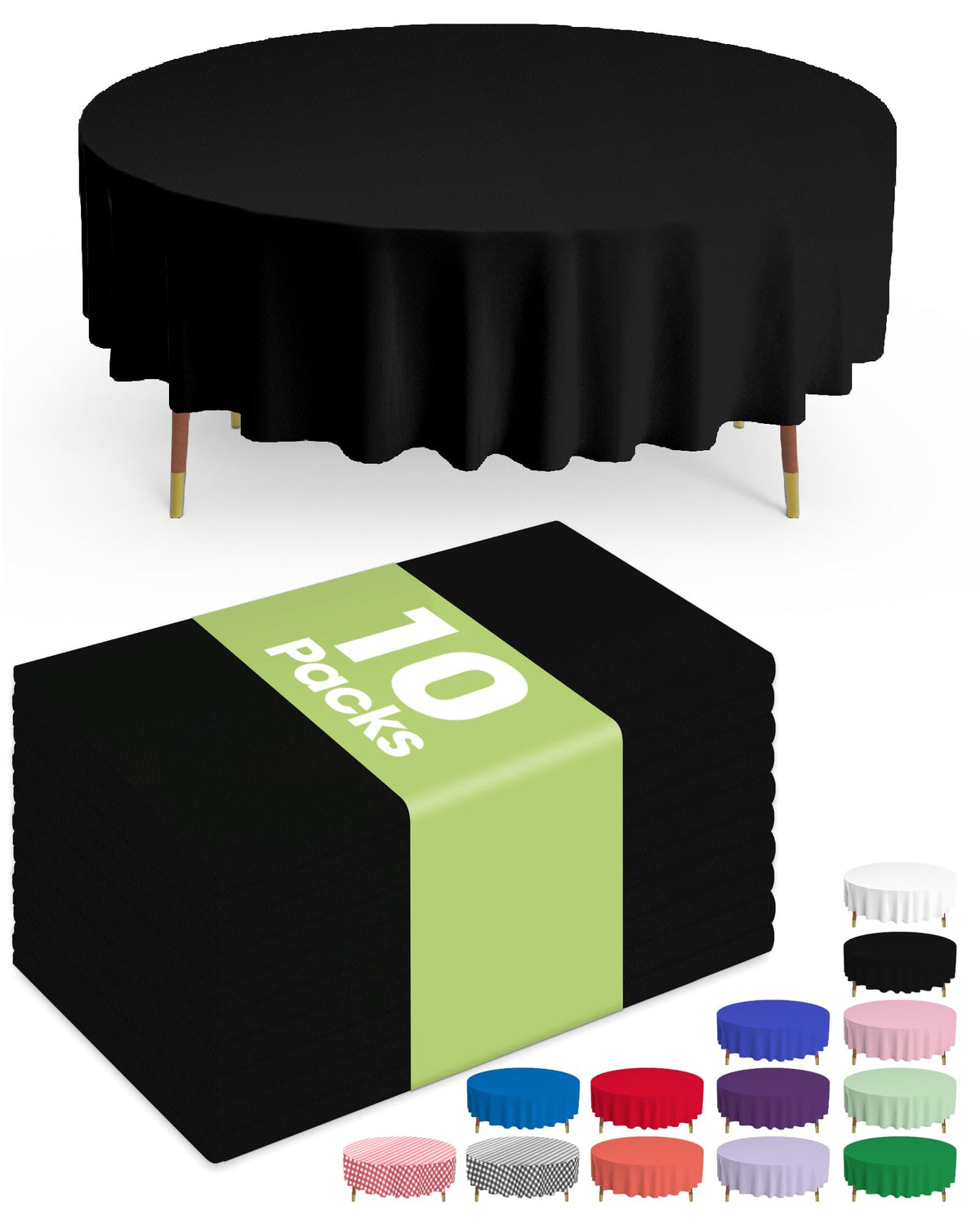 Pureegg Plastic Table Cloth Disposable 54x108 Inch 10 Pack, White