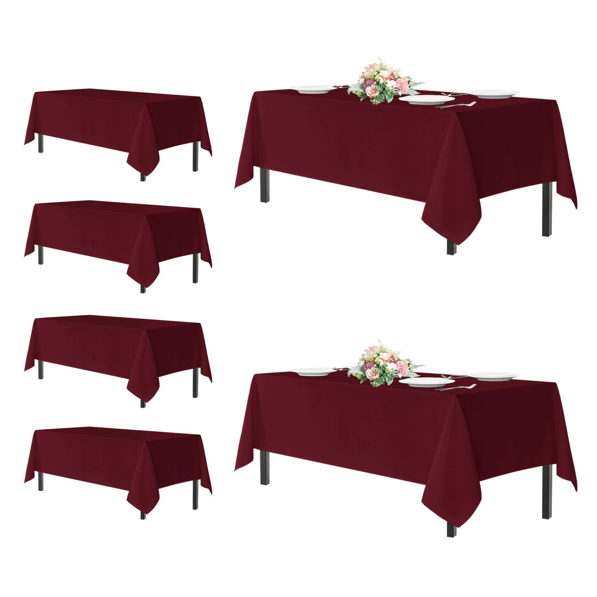 sancua 2 Pack White Table Cloth 60x102 Inch for 6 Feet Rectangle Tables
