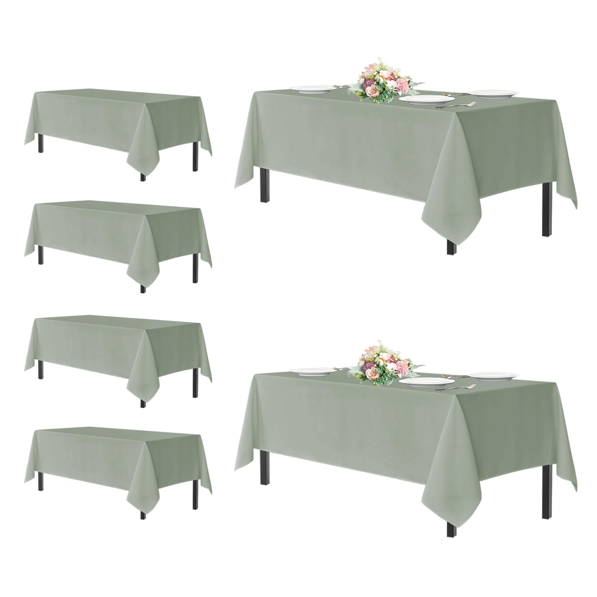sancua 2 Pack White Table Cloth 60x102 Inch for 6 Feet Rectangle Tables