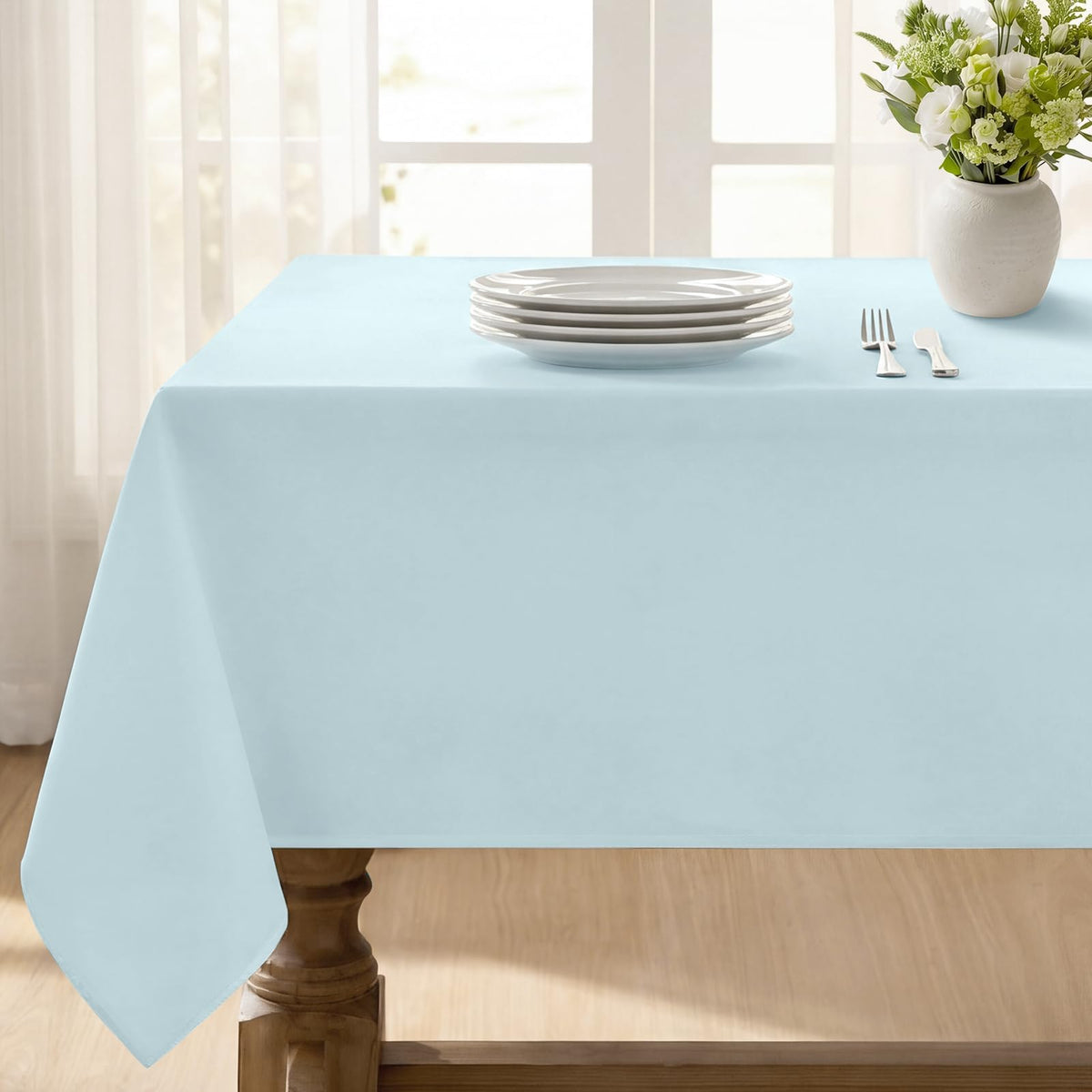 Softalker Rectangle Tablecloth, Waterproof Table Cloths Wrinkle Free Fabric Washable Polyester Table Cover for Dining Party Outdoor Camping Wedding - 60 x 84 inch, Black