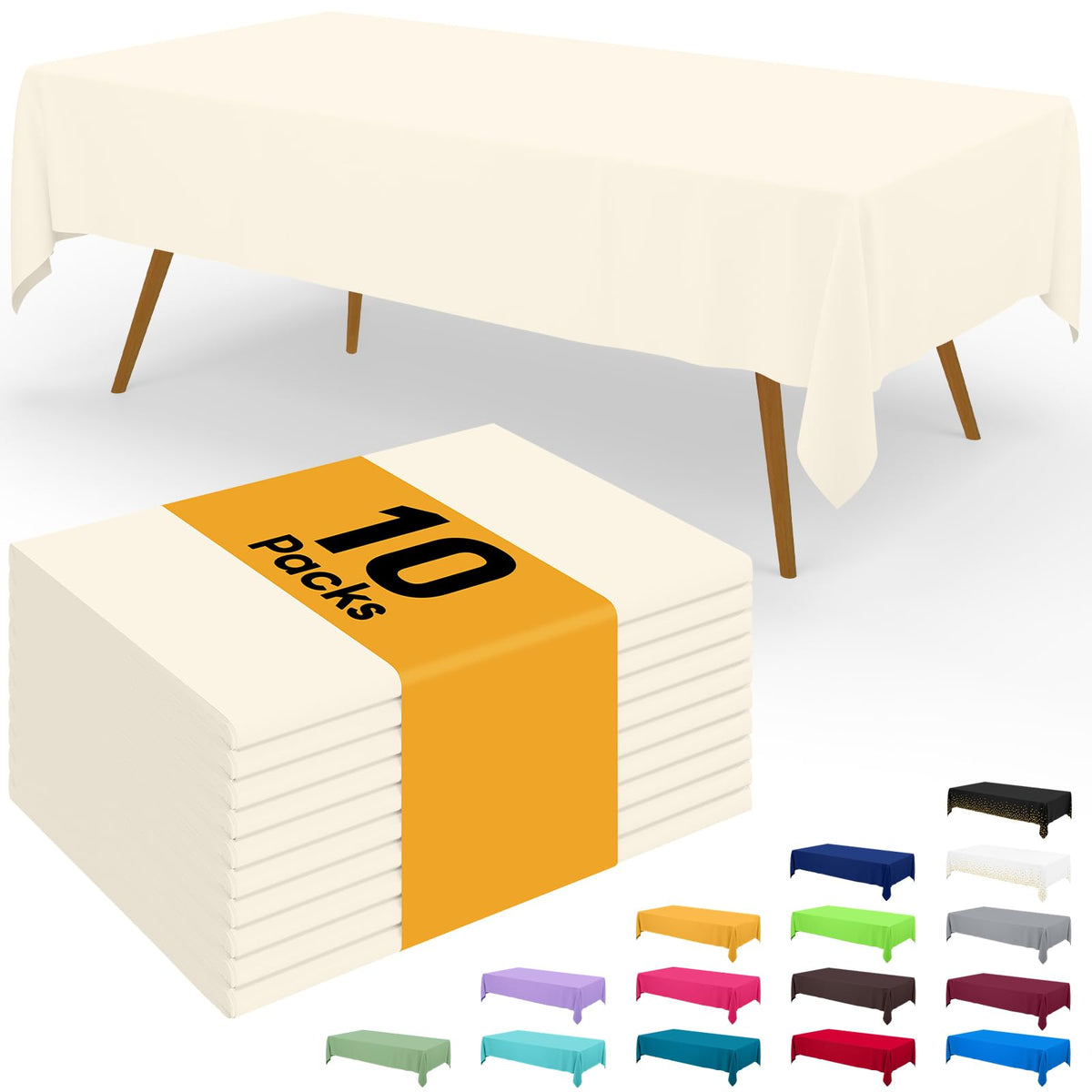 Smiry Disposable Table Cloth - 6 Pack, 54 x 108 Inch Waterproof Rectangle Tablecloths for Parties, Decorative Plastic Table Cover, Leakproof & Sturdy, White