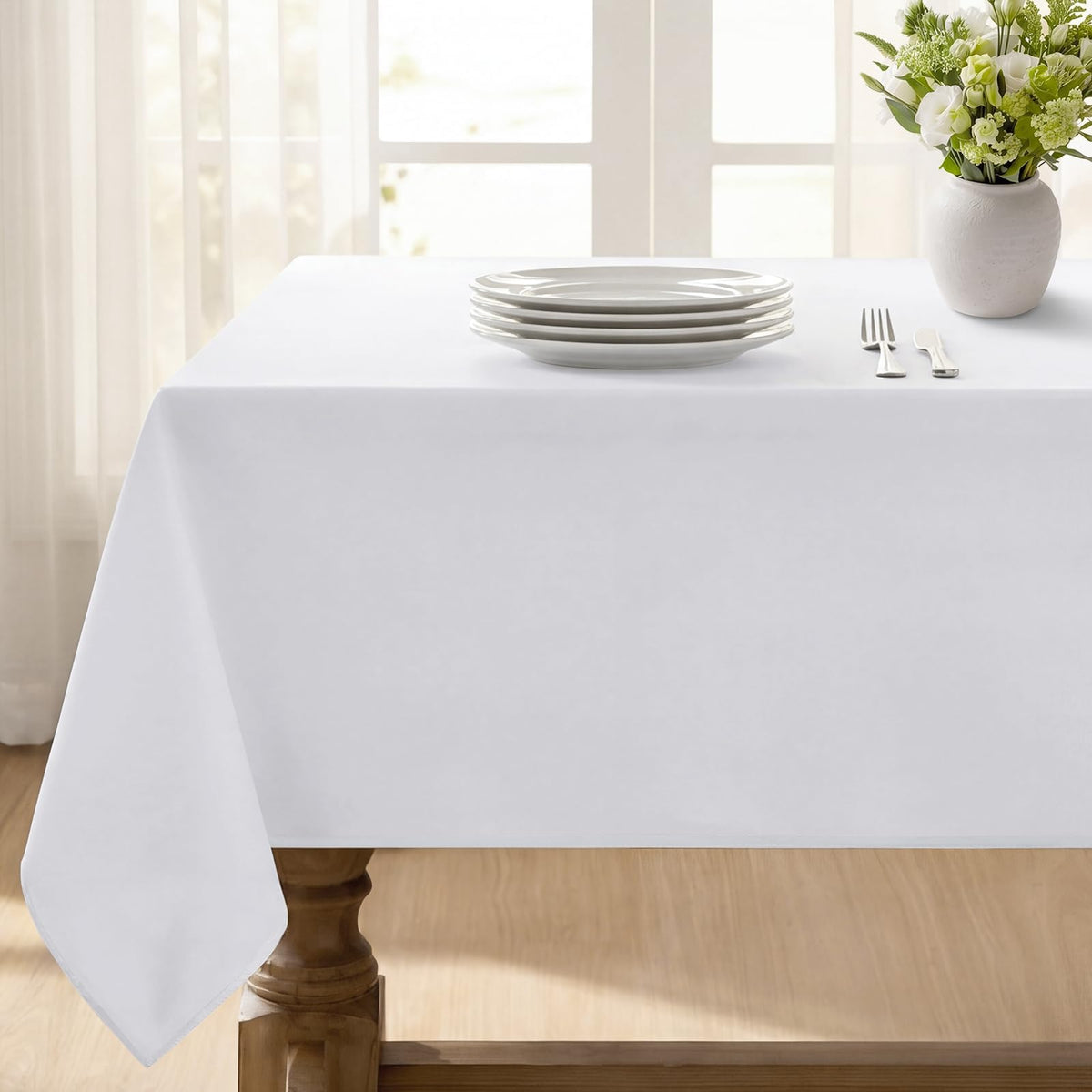 Softalker Rectangle Tablecloth, Waterproof Table Cloths Wrinkle Free Fabric Washable Polyester Table Cover for Dining Party Outdoor Camping Wedding - 60 x 84 inch, Black