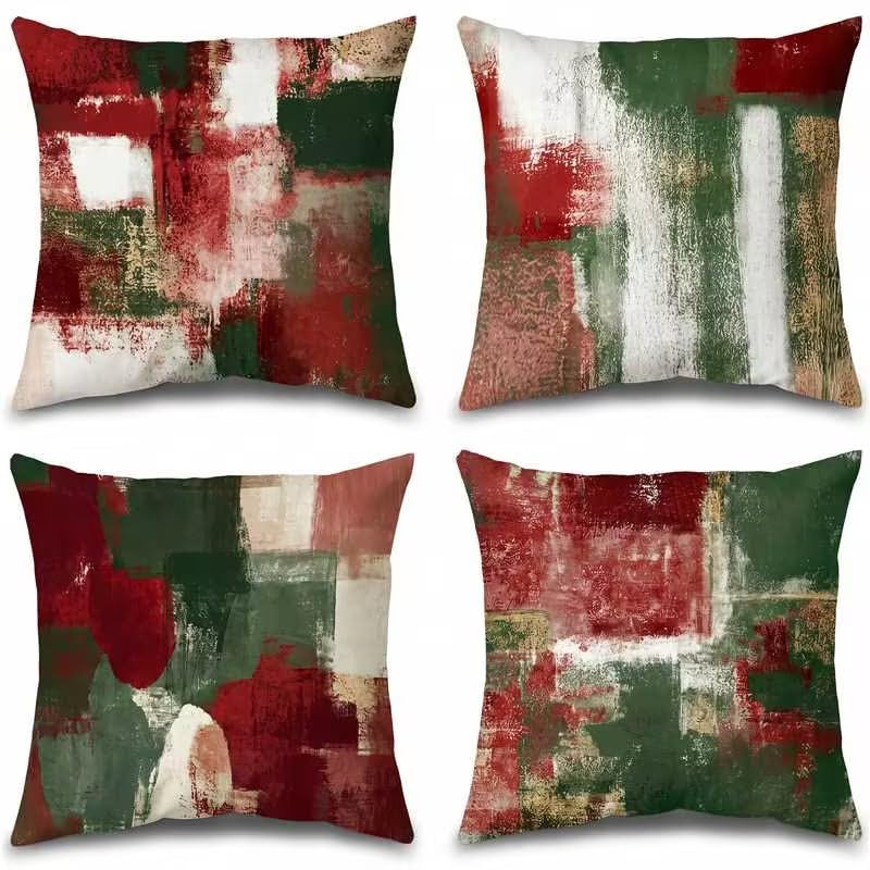 Set of 4 Blue and Grey Abstract Art Artwork Pillow Cover 18 x 18 Inch, Gallery Modern Decorative Throw Pillows Cushion Cover for Bedroom Sofa Living Room