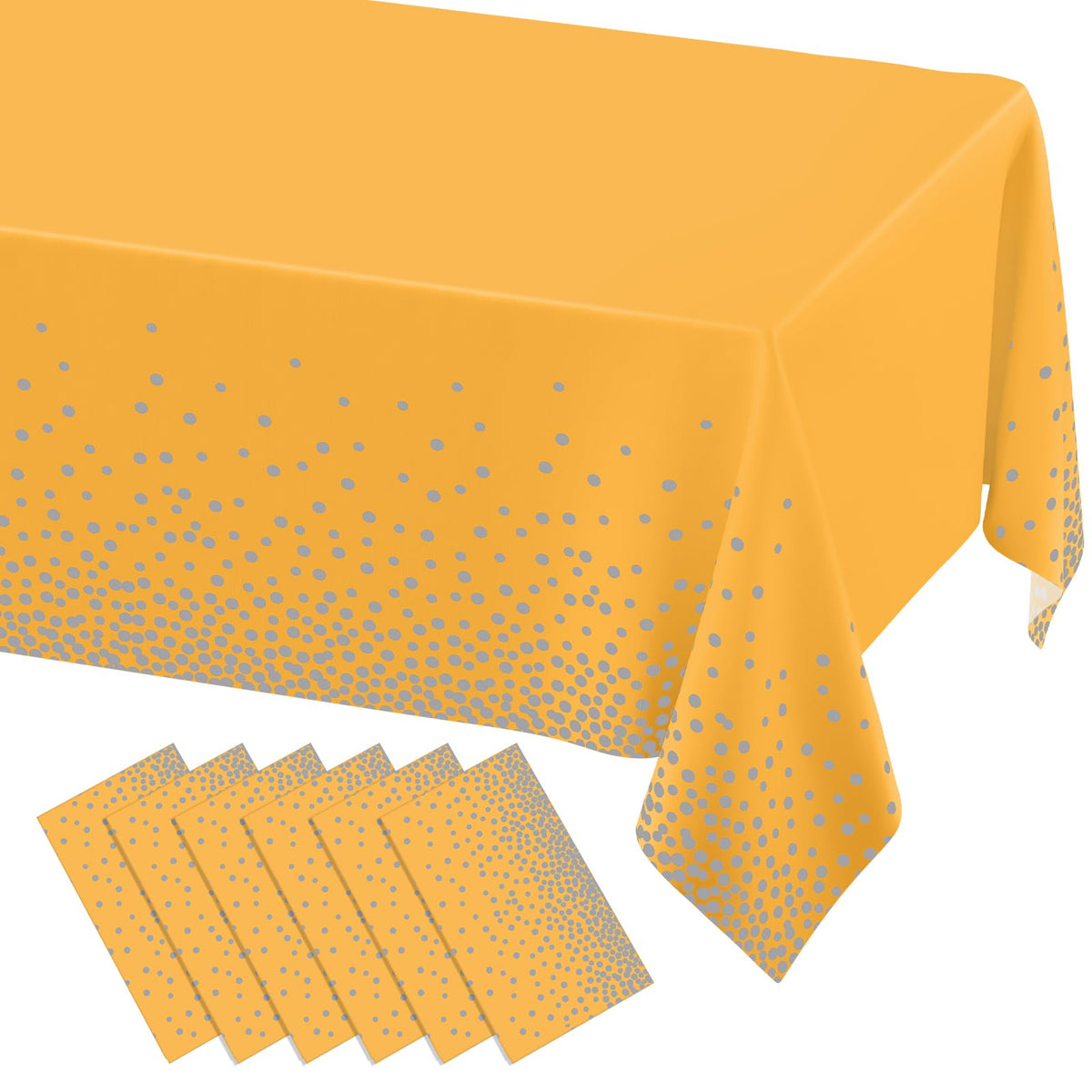 misaya 3 Packs Dot Disposable Table Cloth, 54 x 108 Inch Waterproof Plastic Tablecloth, Rectangle Gold Dots in White Table Covers for Picnic, Birthday, Party and Back to School