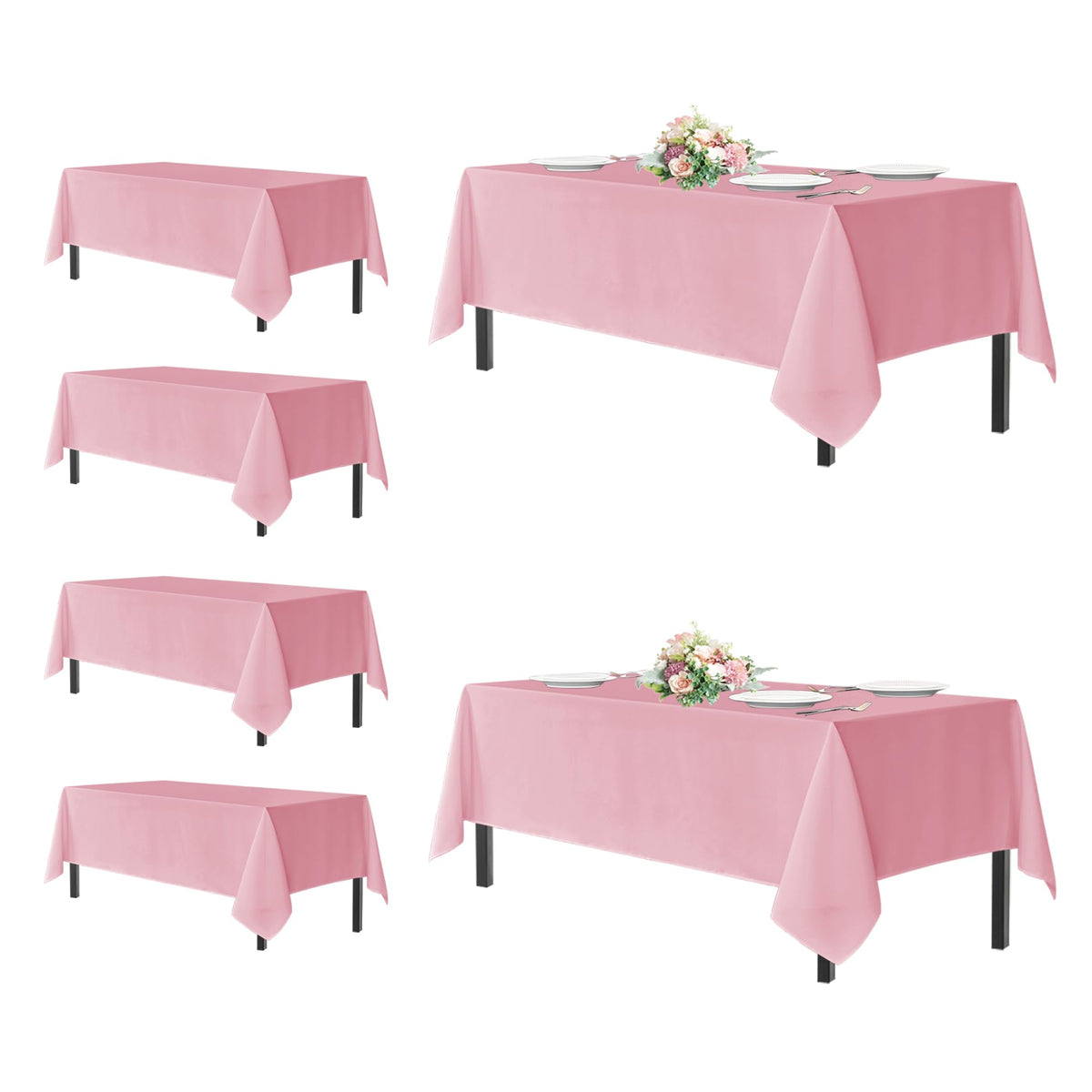 sancua 2 Pack White Table Cloth 60x102 Inch for 6 Feet Rectangle Tables