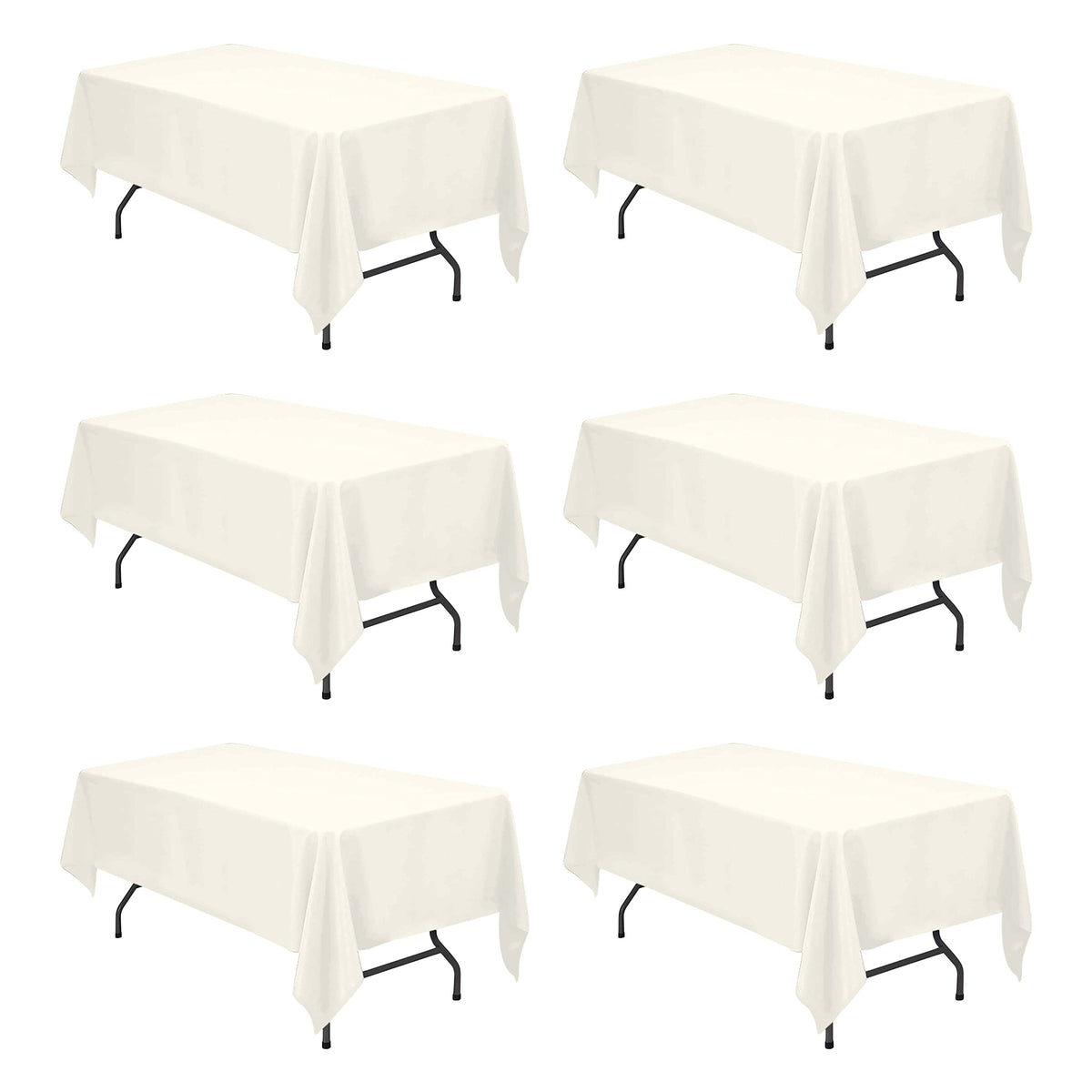 BRILLMAX 6 Pack Ivory Tablecloths 90x132 Inch for 6ft Rectangle Tables