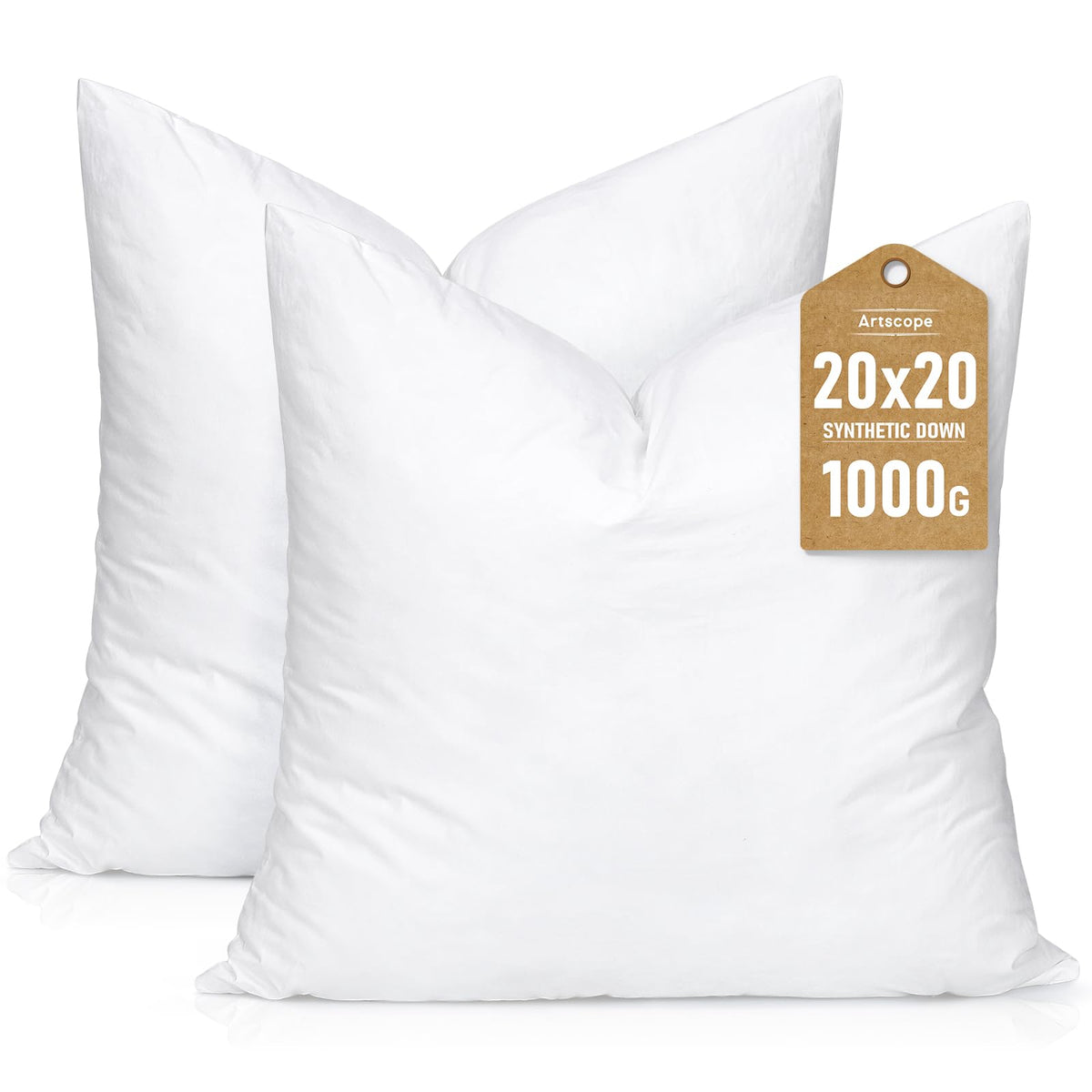 Artscope Synthetic Down Pillow Insert, 18x18 Throw Pillow Inserts Set of 2