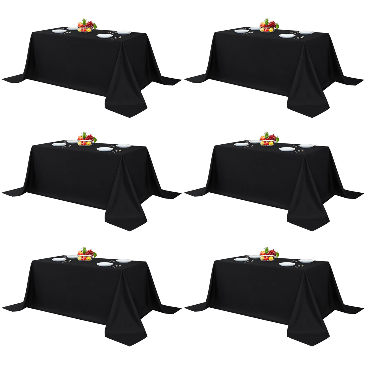 Fitable 6 Pack White Table Cloths 70x120 Inch for 6-8 Ft Rectangle Tables