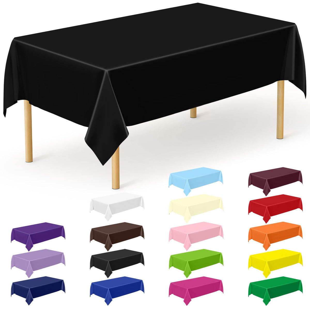 QZYL 4 Packs White Plastic Tablecloth, Large Sturdy Disposable Table Cloth