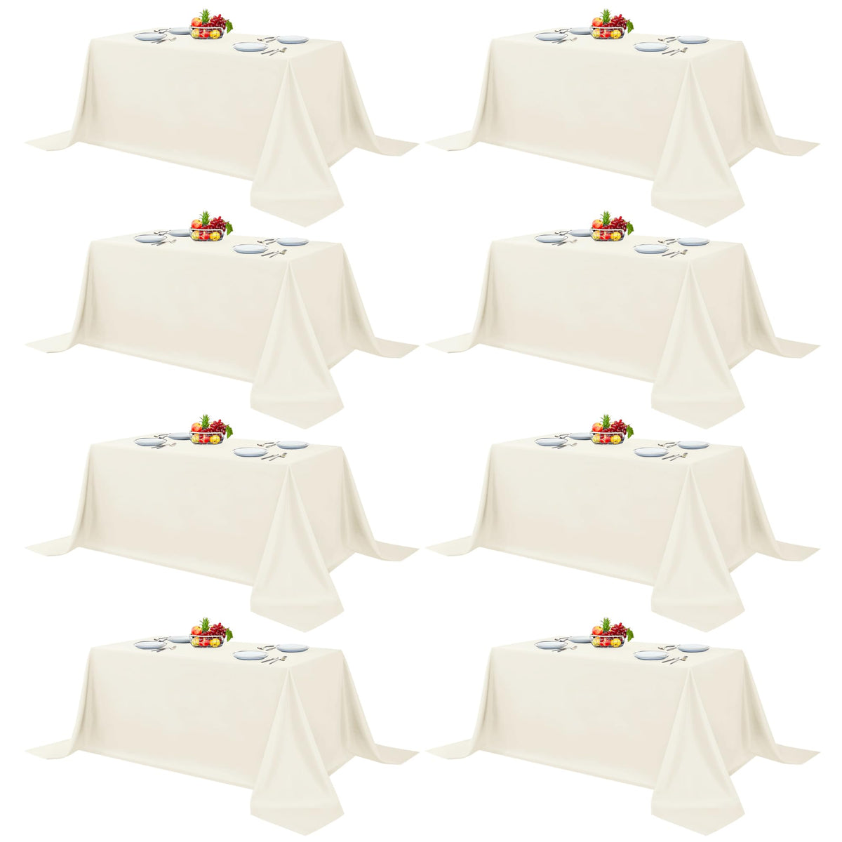 Fitable 6 Pack White Table Cloths 70x120 Inch for 6-8 Ft Rectangle Tables