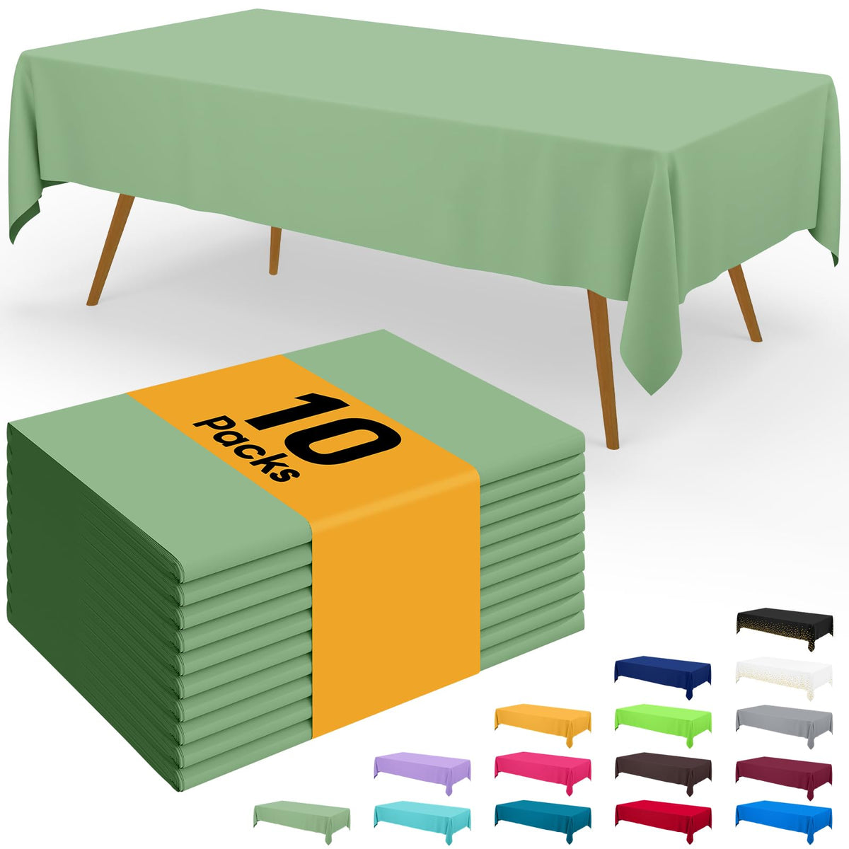 Smiry Disposable Table Cloth - 6 Pack, 54 x 108 Inch Waterproof Rectangle Tablecloths for Parties, Decorative Plastic Table Cover, Leakproof & Sturdy, White