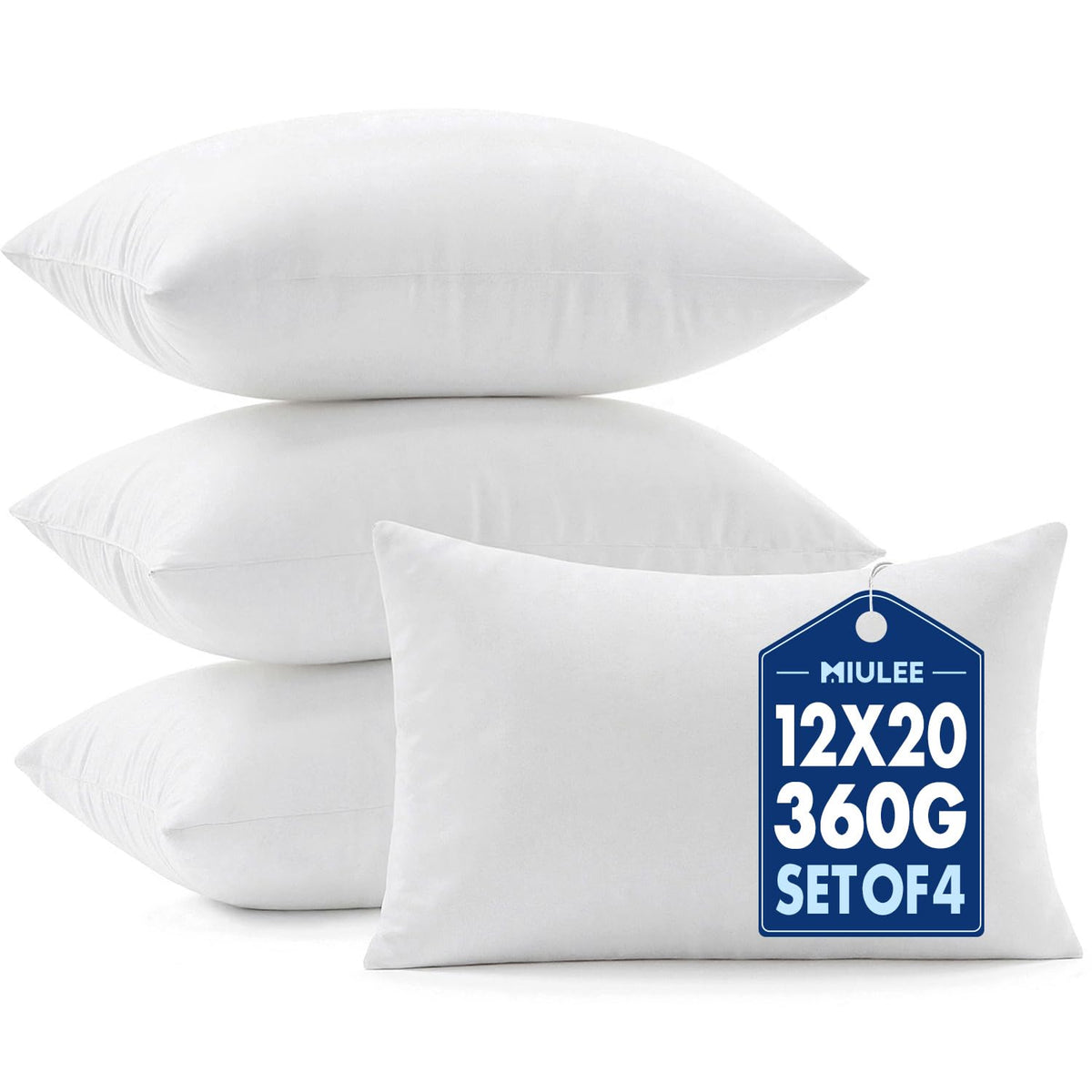 MIULEE 18x18 Pillow Inserts 4 Pack, 100% Virgin Fiber Filling Throw Pillows