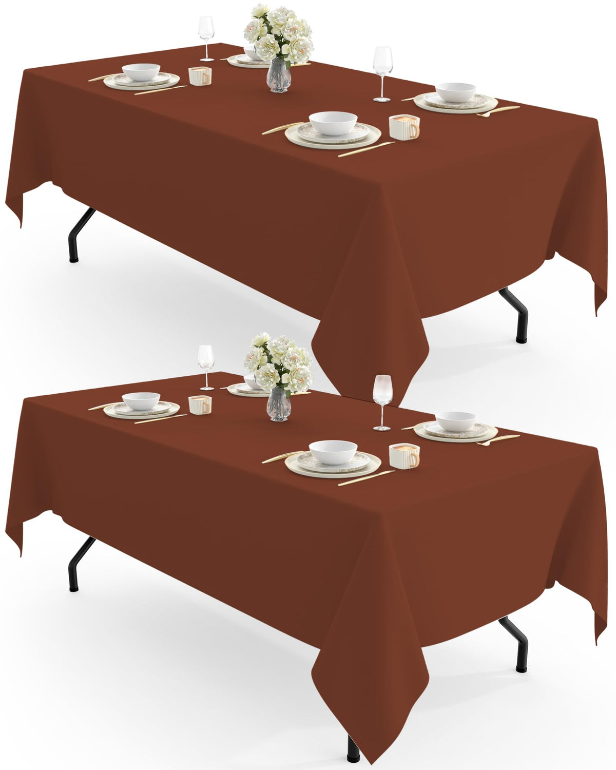 Pureegg Polyester Tablecloth 60" x 102" Reusable Washable 2 Pack White