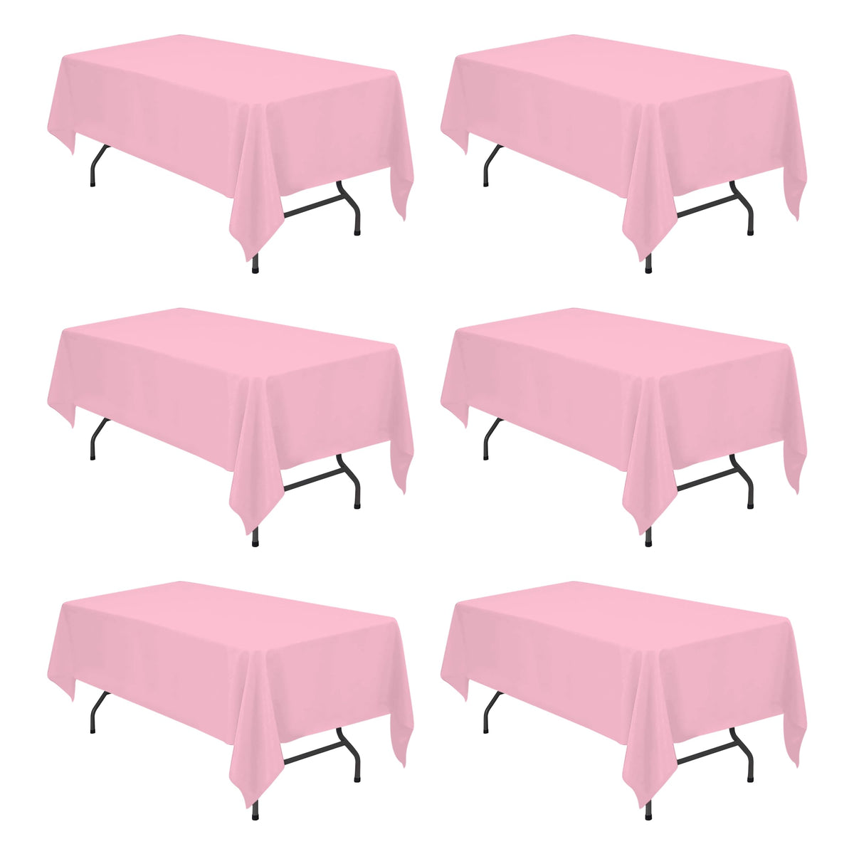 BRILLMAX 6 Pack Ivory Tablecloths 90x132 Inch for 6ft Rectangle Tables