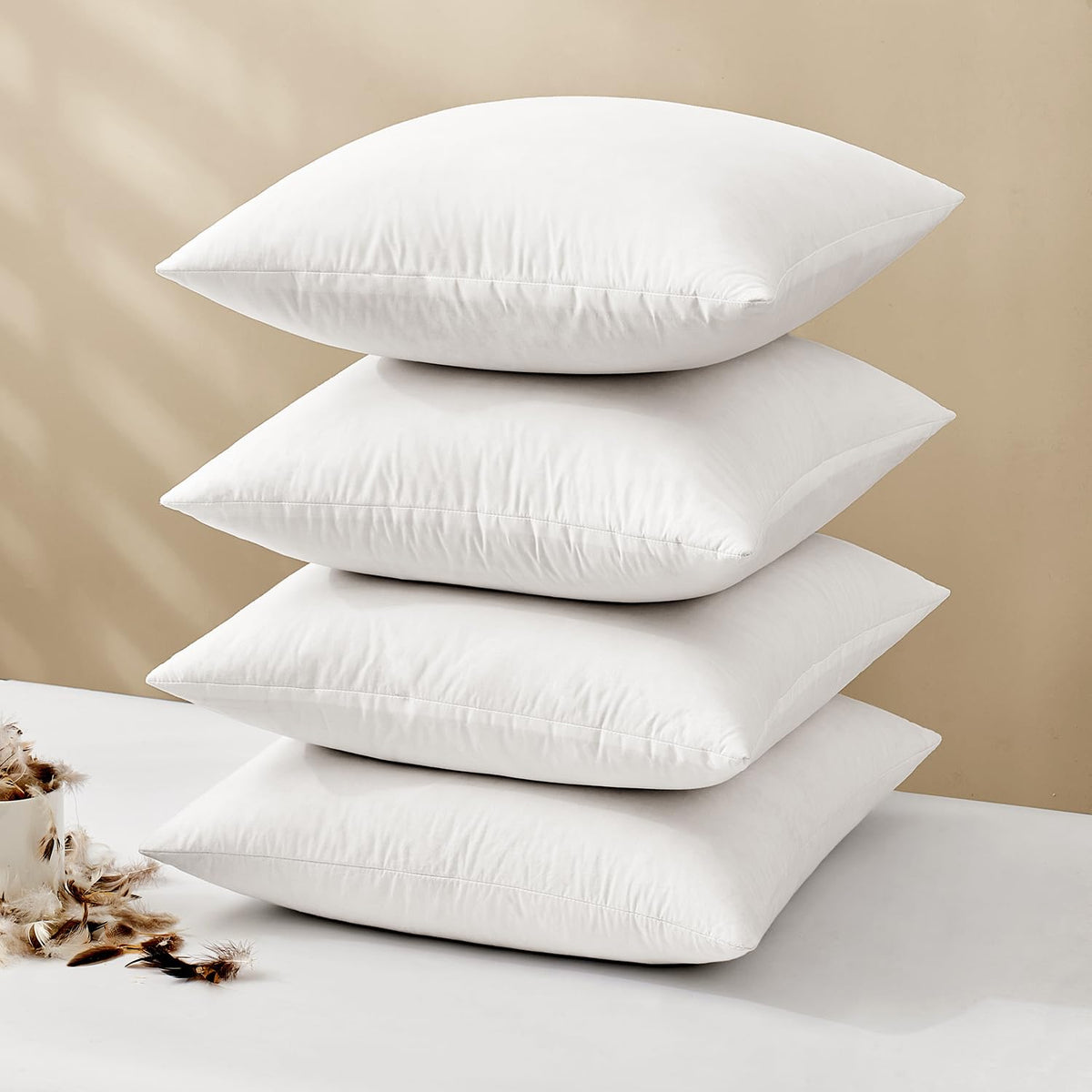 MIULEE 22x22 Pillow Inserts, Set of 2 Feather Down Throw Pillows