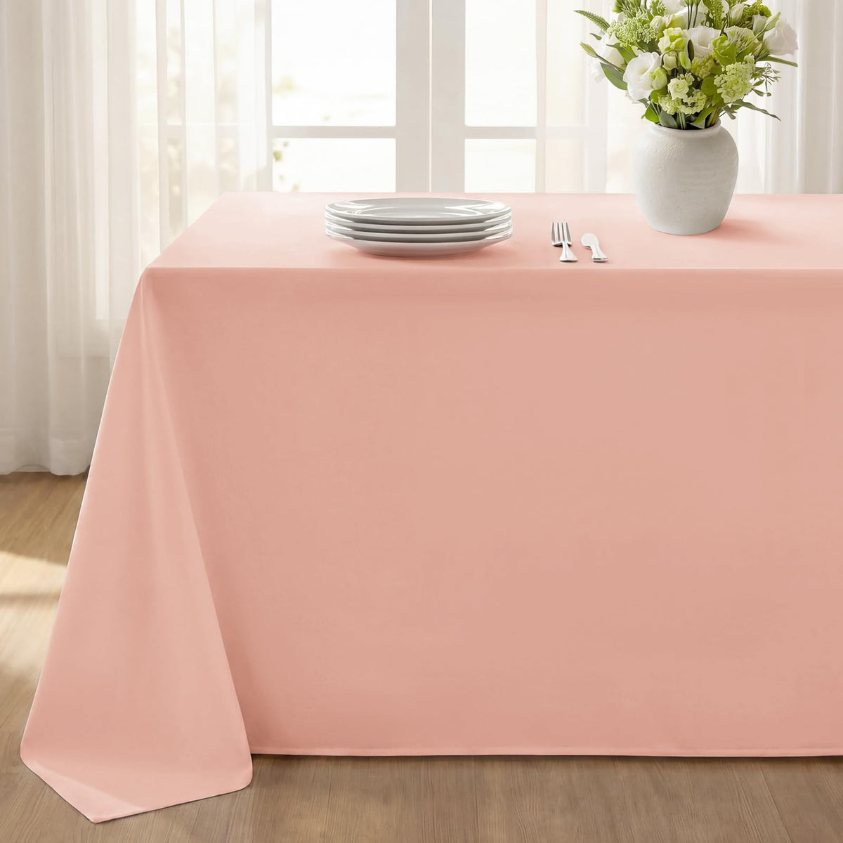 Softalker Rectangle Tablecloth, Waterproof Table Cloths Wrinkle Free Fabric Washable Polyester Table Cover for Dining Party Outdoor Camping Wedding - 60 x 84 inch, Black