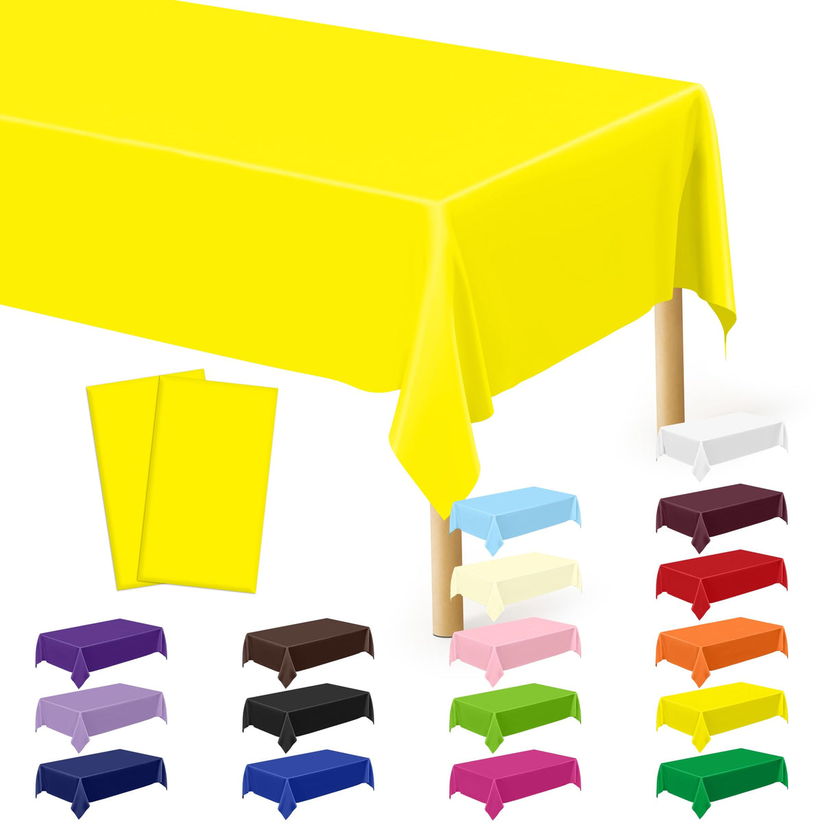 QZYL 4 Packs White Plastic Tablecloth, Large Sturdy Disposable Table Cloth