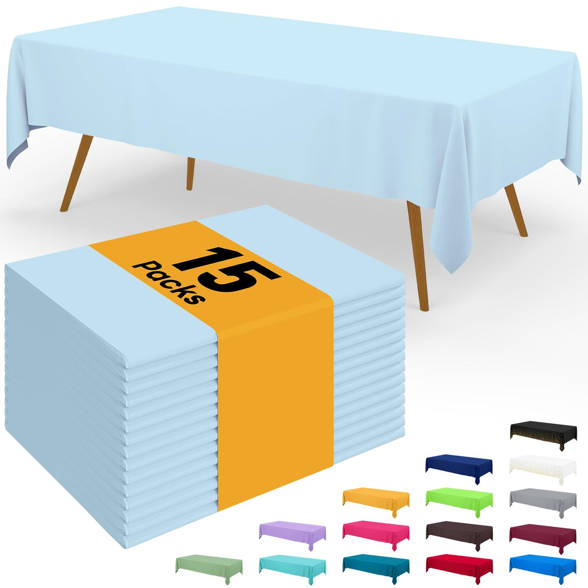 Smiry Disposable Table Cloth - 6 Pack, 54 x 108 Inch Waterproof Rectangle Tablecloths for Parties, Decorative Plastic Table Cover, Leakproof & Sturdy, White
