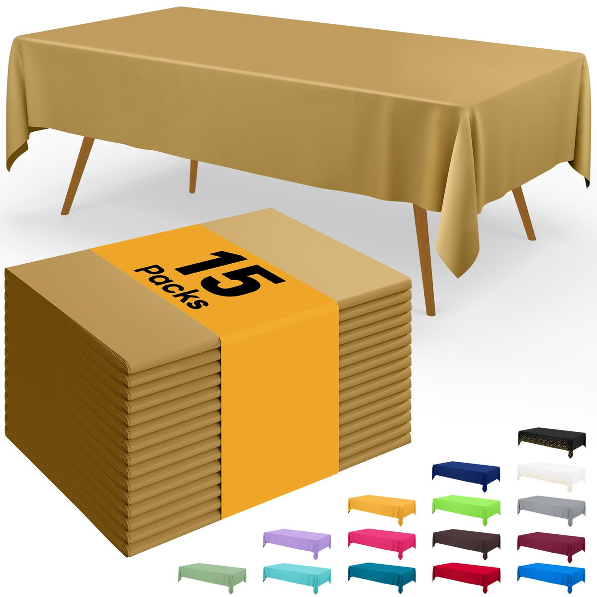 Smiry Disposable Table Cloth - 6 Pack, 54 x 108 Inch Waterproof Rectangle Tablecloths for Parties, Decorative Plastic Table Cover, Leakproof & Sturdy, White