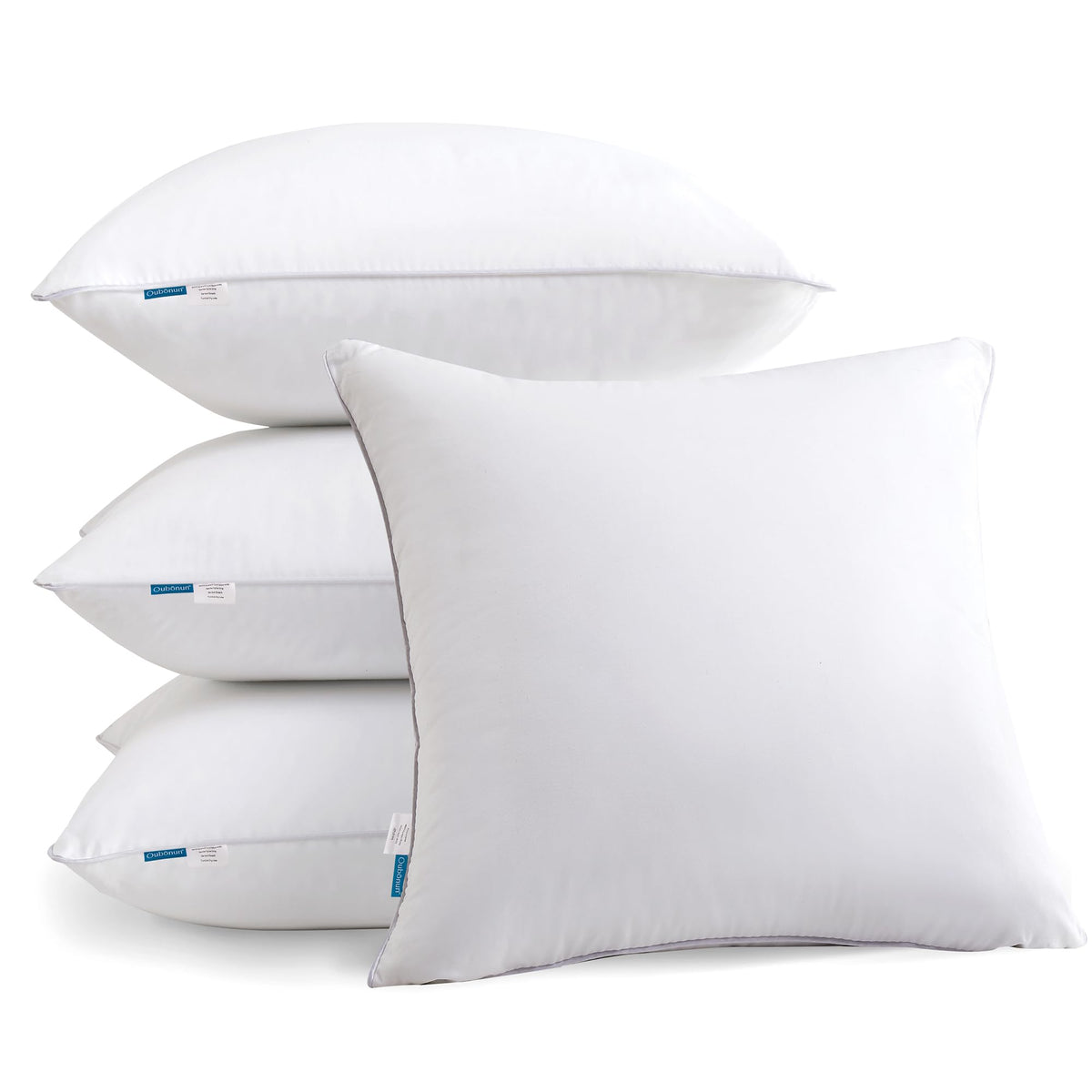 Oubonun 18"x18" Pillow Inserts (Set of 2) - Throw Pillow Inserts with 100% Cotton Cover - 18 Inch Square Interior Sofa Pillow Inserts - Decorative Pillow Insert Pair - White Couch Pillow