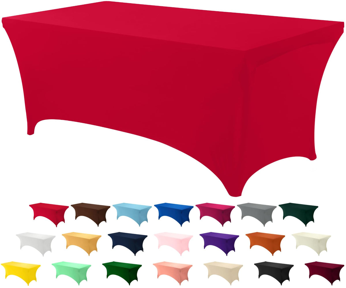 Utopia Kitchen Spandex Tablecloth 2 Pack [6FT, Black] Tight, Fitted, Washable and Wrinkle Resistant Stretch Rectangular Patio Table Cover for Event, Wedding, Banquet & Parties [72Lx30Wx30H Inch]