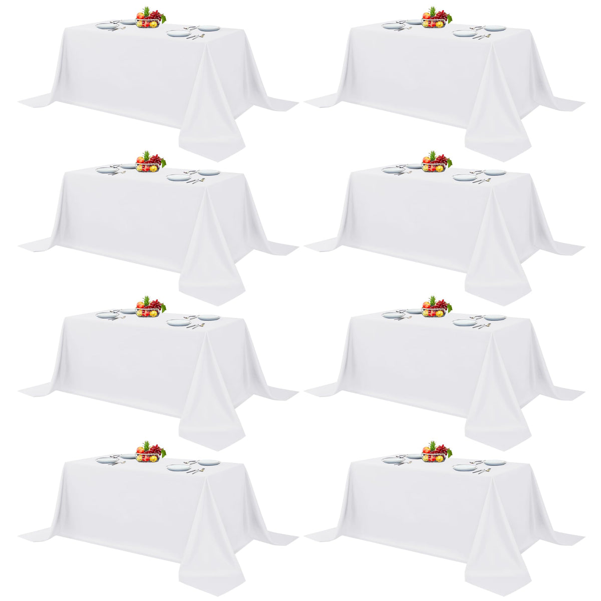 Fitable 6 Pack White Table Cloths 70x120 Inch for 6-8 Ft Rectangle Tables
