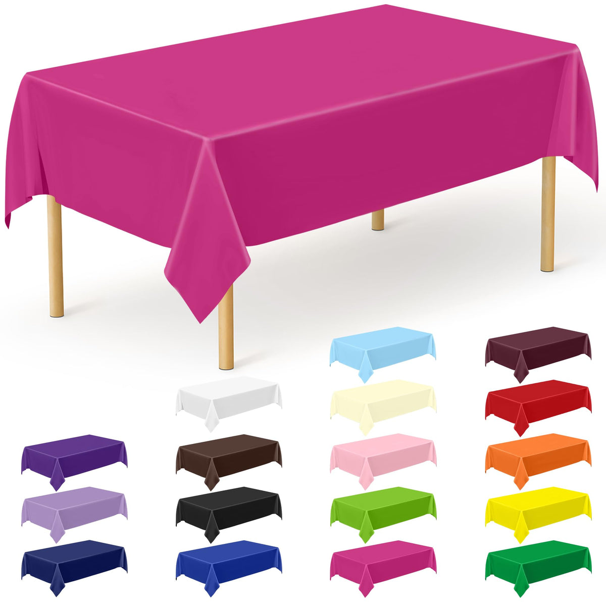 QZYL 4 Packs White Plastic Tablecloth, Large Sturdy Disposable Table Cloth