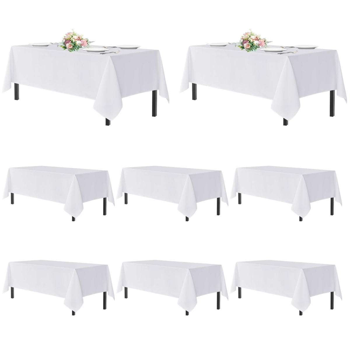 sancua 2 Pack White Table Cloth 60x102 Inch for 6 Feet Rectangle Tables