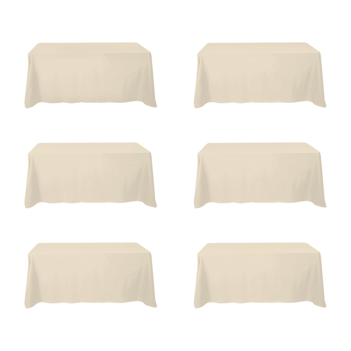 BRILLMAX 6 Pack Ivory Tablecloths 90x132 Inch for 6ft Rectangle Tables