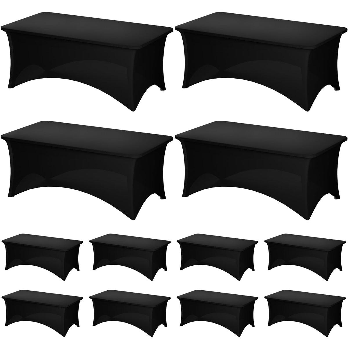 Fixwal 2 Pack 6FT Black Tablecloth Rectangle Spandex Fitted Table Cover