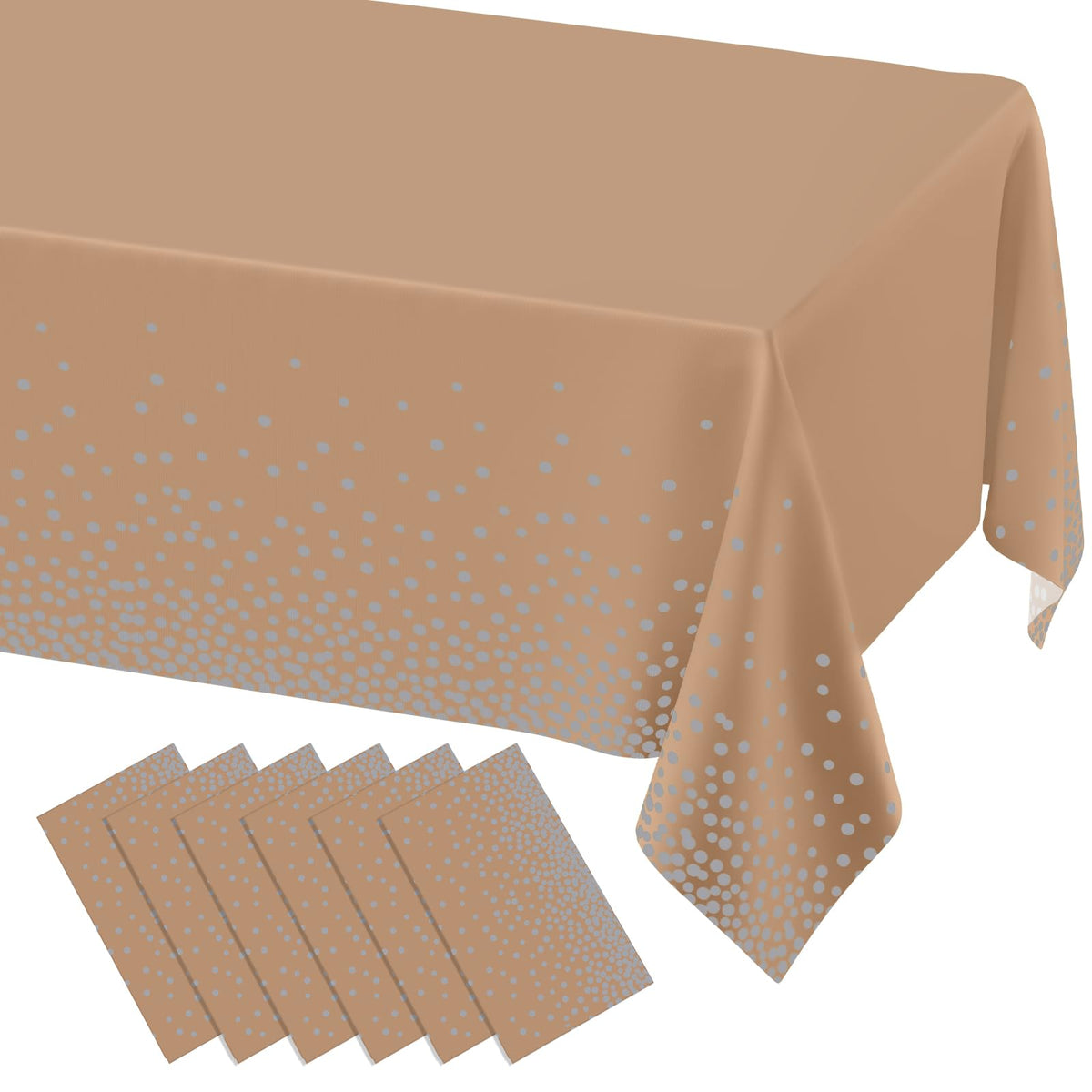 misaya 3 Packs Dot Disposable Table Cloth, 54 x 108 Inch Waterproof Plastic Tablecloth, Rectangle Gold Dots in White Table Covers for Picnic, Birthday, Party and Back to School