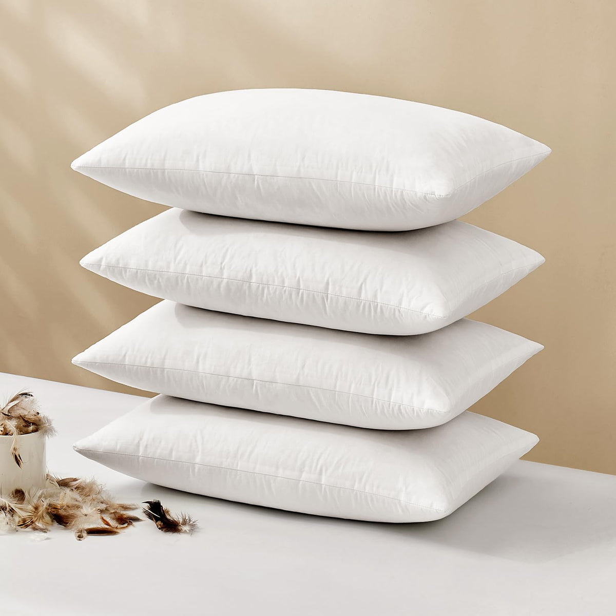 MIULEE 22x22 Pillow Inserts, Set of 2 Feather Down Throw Pillows