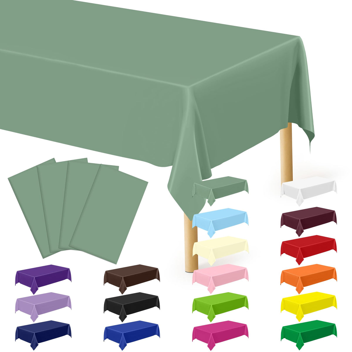 QZYL 4 Packs White Plastic Tablecloth, Large Sturdy Disposable Table Cloth