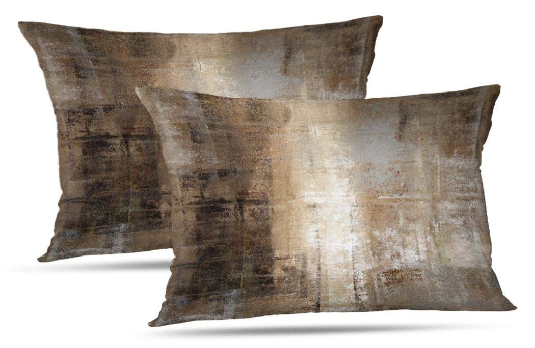 Blue and Grey Abstract Art Artwork Pillow Cover, Gallery Modern Decorative Throw Pillows Cushion Cover for Bedroom Sofa Living Room 18 x 18 Inch Set of 2