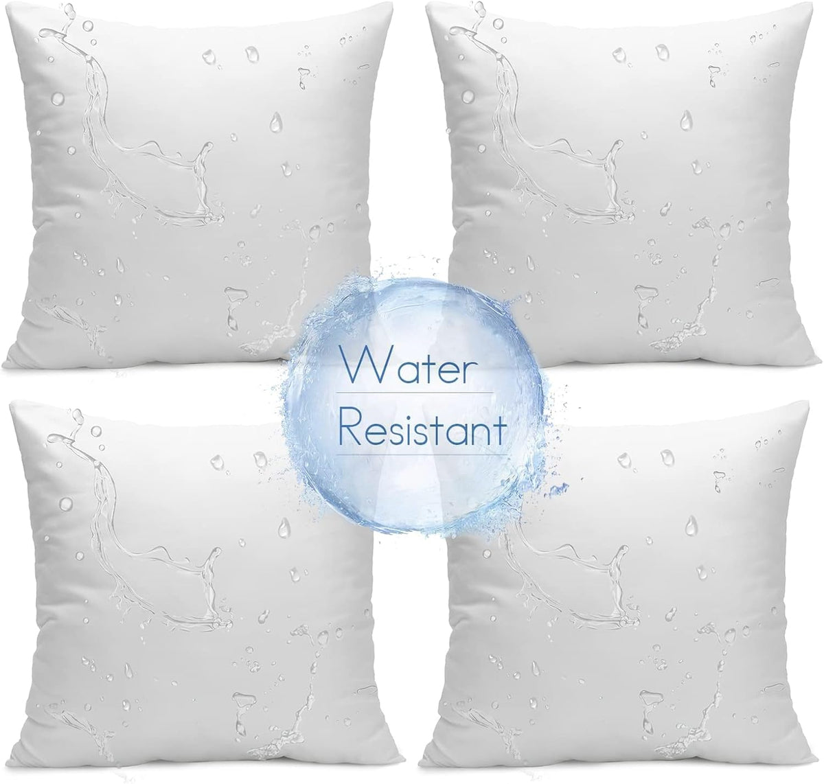 Ashler Outdoor Pillows, 18 x 18 Waterproof Pillow Inserts Set of 4