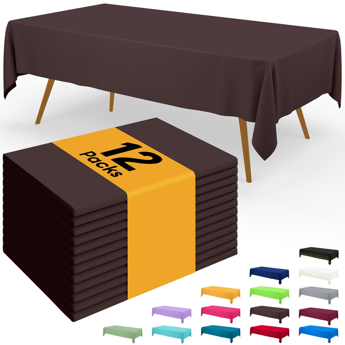 Smiry Disposable Table Cloth - 6 Pack, 54 x 108 Inch Waterproof Rectangle Tablecloths for Parties, Decorative Plastic Table Cover, Leakproof & Sturdy, White